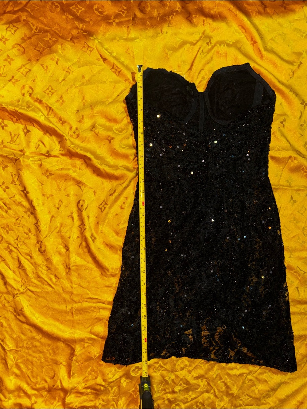 Black Sequin Mini Dress with Sweetheart Neckline - Picture 10 of 16